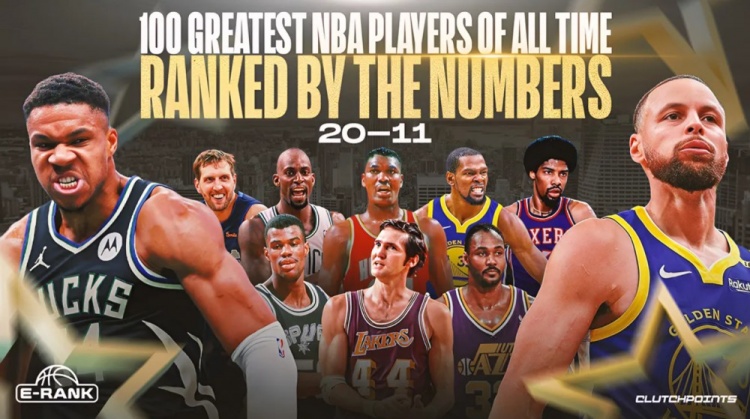 JIUYOU体育-美媒历史球星排名第20至11位：韦斯特第20，字母哥第18，加内特第16，库里第13，杜兰特第12